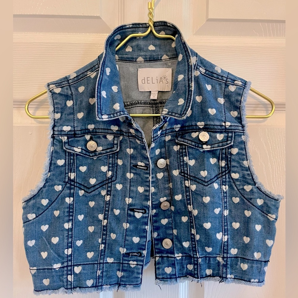 Delia’s girls denim best with heart design- great for Valentine’s Day